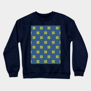 Minimal Cross Pattern Blue Yellow Crewneck Sweatshirt